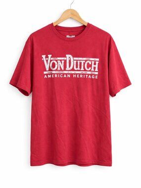 VON DUTCH | Red & White Graphic Logo Tee Shirt – Men’s XXL
